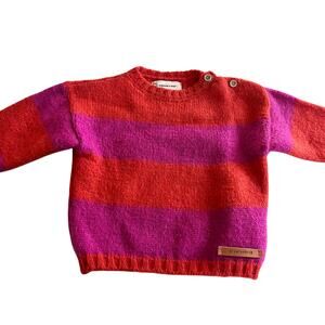 Piupiuchick girls red purple striped sweater size 18 months